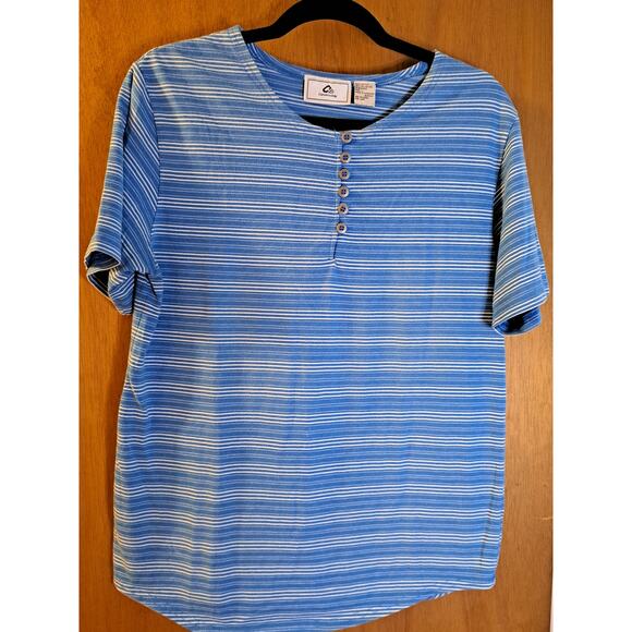 Women's Carolina Bay Blue Striped T-Shirt Size Large - Picture 1 of 7